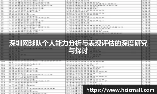 深圳网球队个人能力分析与表现评估的深度研究与探讨